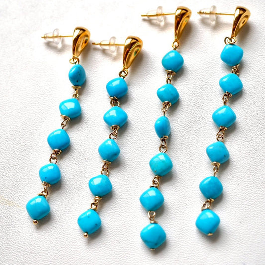 square turquoise pierce (with gold plate) - short ver.