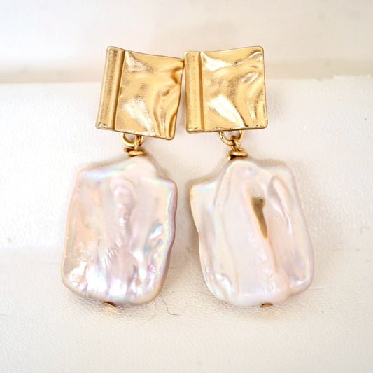square pearl pierce (with gold plate)