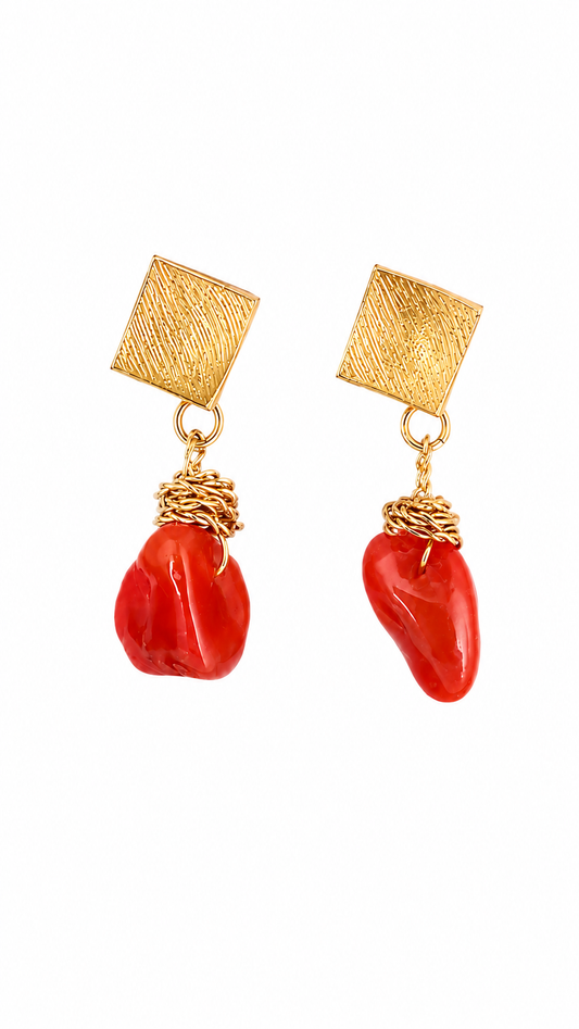 血赤サンゴ ピアス / blood coral pierce
