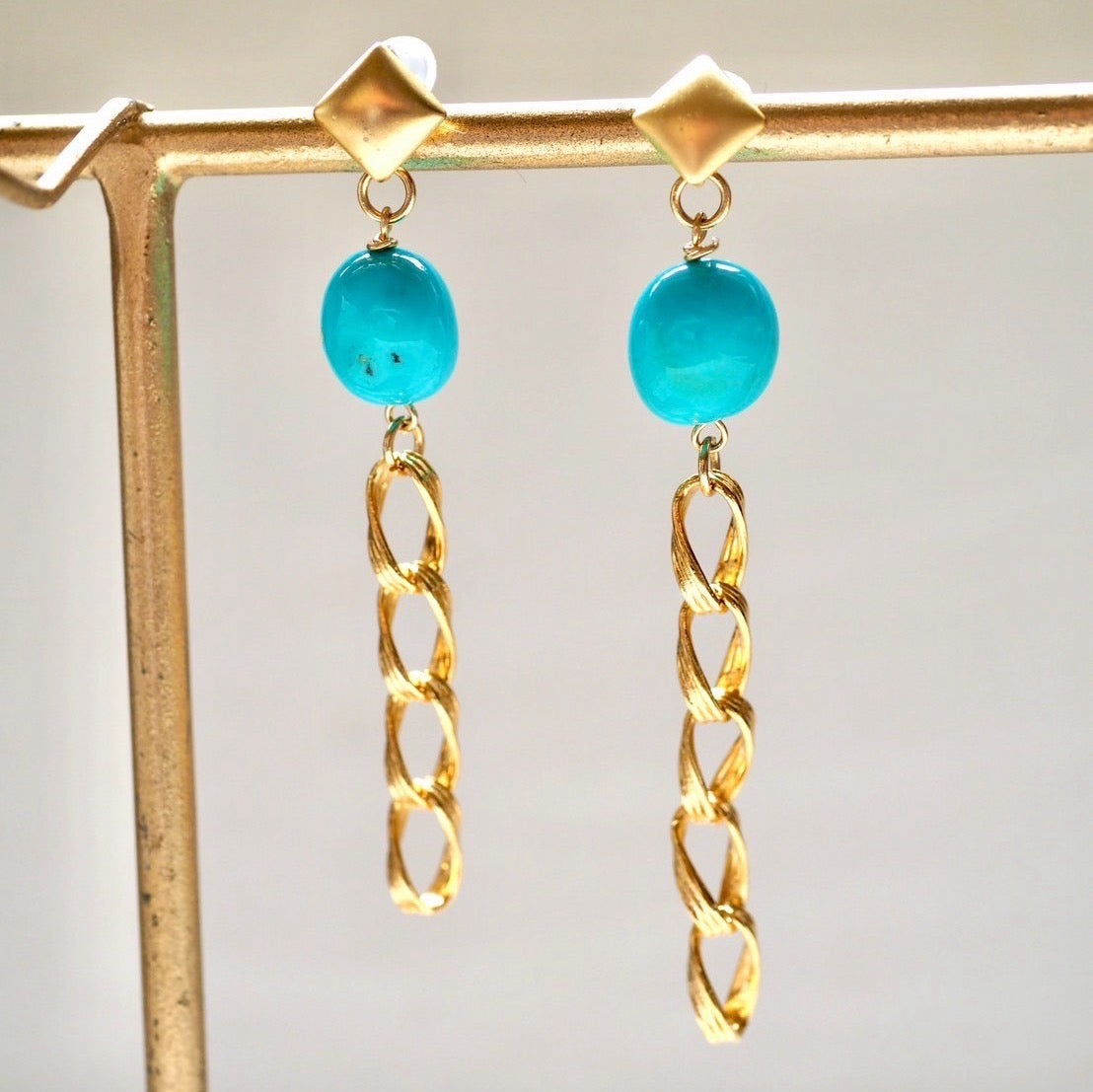 turquoise × design chain pierce
